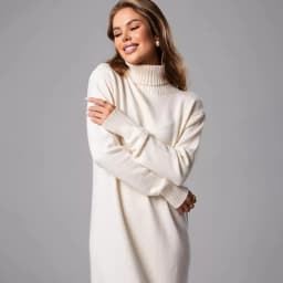 Ribbed Turtleneck Knitted Dress Women Autumn Winter Basic Long Sleeve Sweater Dress Woman Solid Color Long Dresses Female