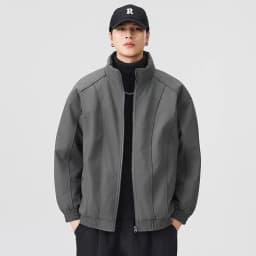 DUKEEN Men's Winter Padded Bomber Jacket Stand Collar Windproof Casual Coat Loose Fit Warm Streetwear Jacket