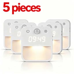 Motion Activated Night Light Illuminating Fixture with Clock Display with Built-in Clock Display Dimmable Hallway Light