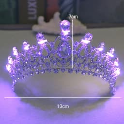 Bride Princess Crown Tiara Glowing Rhinestone LED Light Headwear Hair Accessory For Wedding Cosplay Party Hair Decor Jewelry