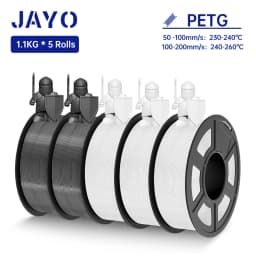 JAYO 5Rolls PETG Filament 1.75MM 1.1KG/Roll 3D Printer Filament PETG High Toughness for FDM 3D Printing Material