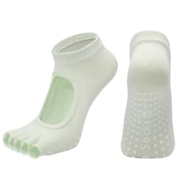 Women Backless Five Toe Yoga Socks Non-Slip Cotton Ladies Dance Ballet Socks Open Half Breathable Fitness Sport Sock for Pilates