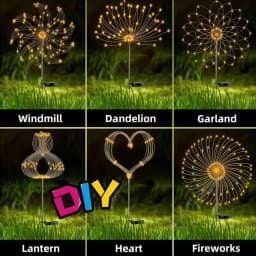8 Mode Solar Powered Outdoor Grass Globe Dandelion Fireworks Lamp 90/120/150/180/200 LED For Garden Lawn Landscape Holiday Light