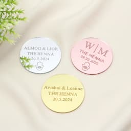 20/50/60/80/100Pcs Personalized Henna Party Round Tags Engraved Baptism Baby Name Wedding Circle Tags For Henna Day Custom Gift