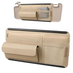 Car Visor Organizer PU Leather Multi-Function Sun Visor Point Organizer Storage Pocket Auto Sunglasses Holder Cards Organizer