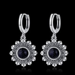 New Elegant Natural Kyanite S925 Silver Drop Earrings for Women Vintage Jewelry Wedding Engagement Hoop Earrings Gifts