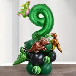 25Pcs 32 Inch Green Number Mini Dinosaur Foil Balloons for Birthday Anniversary Festival Halloween Christmas Party Decorations