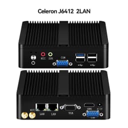 BEBEPC Fanless Mini PC Intel Celeron J6412 J1900 N2830 Dual LAN Windows 10 4 Core Industrial Mini Desktop Computer COM WiFi HTPC