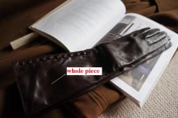 Ladies' Winter Warm Touchscreen Korean Medium-length Leather Gloves with Velvet Lining Women 45 cm Long Single-breasted Luvas