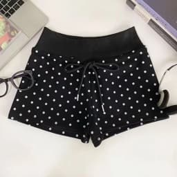 Easy Match Polka Dot Women Shorts Drawstring Waist Slim Fit Drawstring Shorts Breathable High Waist Yoga Shorts Spring Summer