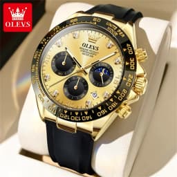 OLEVS 2875 Original Luxury Brand Quartz Watch for Men Silicone Strap Chronograph Auto Date Waterproof Moon Phase Man Sport Watch