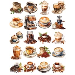 20Pcs/Pack Vintage Coffee Tool Sticker DIY Craft Scrapbooking Album Junk Journal Decorative Stickers