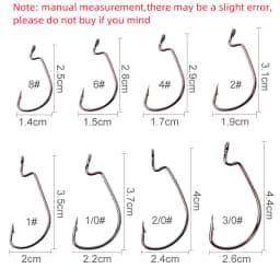 50pcs Crank Hook Set 8#-3/0 Fishing Hooks Saltwater Soft Worm Lure Wide Gap Offset Fishhook Jig Fish Hook For Carp Pike with Box