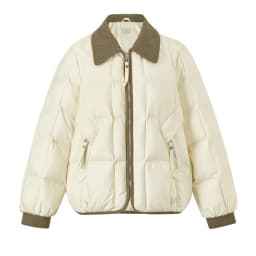 SENTUBILA 90% White Duck Down Jacket Women's 2026 Color Contrast Lapel Zip Pocket Coat Winter Loose Warm Outerwear W64YC7611