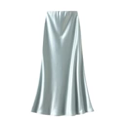 Thick Glossy Satin Midi Skirt Elegant Quiet Luxury Basic High-Waist Skirt or All Seasons