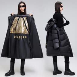 Black Thickened Cotton Jacket Hooded Unisex Short Size Large Loose Winter Coat Men's Women's Spring 2026 Chinese Brand
