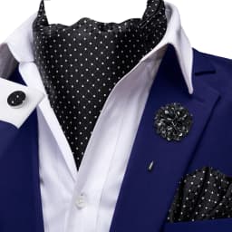 Hi-Tie 4pcs Mens Paisley Ascot With Brooch Black Blue Gold Beige Cravat Tie Hanky Cufflinks for Wedding Business Prom Gift