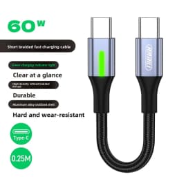 NNBILI 0.25-0.5m Short USBC Cable 66W USB A To Type C Fast Charging Cable for iphone 15 Huawei Samsung Portable Power Bank Cable