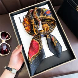2025 New Yellow Lemon Print Square Silk Scarf for Women 70*70cm Neck Ties Fashion Decorate Neckerchief Female Hijab Bag Ribbions