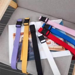 Adults Adjustable All-Match Belt Unisex Korean Style Canvas Belts Vintage Plastic Buckle Elastic Solid Color Long Waistband
