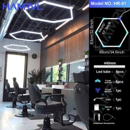 Hexagon Light Adjustable Suspension Rope and Splicing Connector All Copper 2Pin V/Y/L/T/I Cable LED Tube Lamp for Garage Ceiling