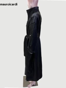 Mauroicardi Spring Autumn Extra Long Cool Black Waterproof Pu Leather Trench Coat for Women Shoulder Pads Zip Up Overcoat 2024