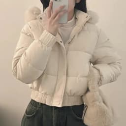 Faionable Thiened Autumn Winter ort Bread Sle Jaet Women's Chic Hooded Coat with Fur Collar Long Sve Warm Cotton...