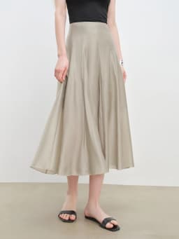 ZIQIAO Split Cut Design Trapeze Dress for Petite Women 2025 Summer New Arrival Elegant Style Mid-Length Half-Skirt 25ZQ92403