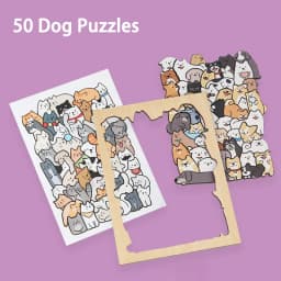 Kids Creative Animal Shape Puzzles Table Games Dog Cat Panda Stacked Puzzle Brain Games Montessori Thinking Education Wooden Toy