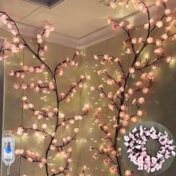 LED String Light with Cherry Blossom Bedroom Wedding Holiday Decoration Artificial Flower Vines Fairy String Lights USB 8 Modes