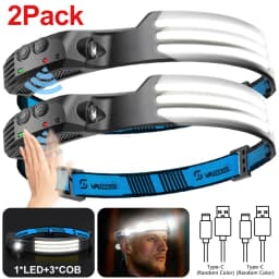 Induction Headlamp COB+LED Head Flashlight Built in Battery USB Rechargeable Outdoor Waterproof Camping Fishing Work Lantern 