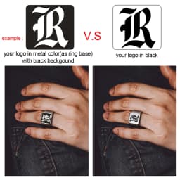 U7 Custom Stainless Steel Round Square Rings for Man Relief Deep Engrave Black White Vector Design Logo Brand Rings Jewelry Gift