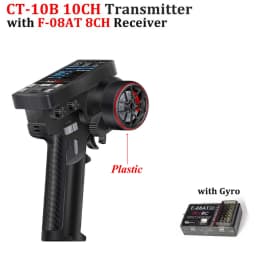 HotRC CT-10B 10CH Transmitter Color Screen Metal/Plastic Handwheel Remote Control 4/6/8/10CH Gyro Receiver for RC Car Truck Boat