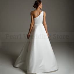 Luxury Beading Wedding Dress One Shoulder Sleeveless A-Line Floor Length Bridal Satin Marriage vestidos Custom Made Gowns