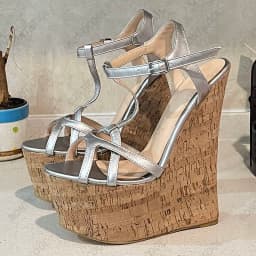 Ronticool Handmade Women T-strap Sandals Ultra High Wedges Heels Round Toe Classics Black Dress Shoes Ladies US Plus Size 5-15