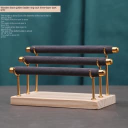 Solid Wood Base Multi-Layer Ring Display Rack with Removable Metal Sponge Stick Ring Holder for Jewelry Storage Organization