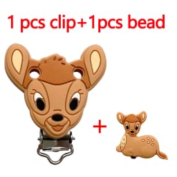 2pcs/set Silicone Cartoon Animal Pacifier Clip Molar Bead DIY Pacifier Chain Jewelry Accessories