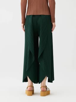 Miyake Pleated Elastic Waistband Flared Leaf Fold Pants