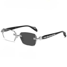 Cut Edge High-end Framless Photochromic Myopia Glasses Silver Gold Blue Light Blocking Eyewear Anti-UV Sunglasses Diopters -4.0