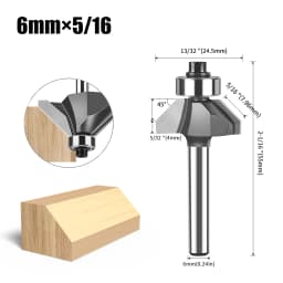 1pc 6mm 12mm Shank 45 Degree Bevel Router Bit Woodworking Milling Router Bit Trimming Machine Carving Router Bit