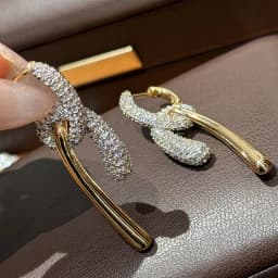 European And American Light Luxury Elegant Zircon Double Geometric Hoop Earrings Fashion Simple Metal Jewelry Party Gifts