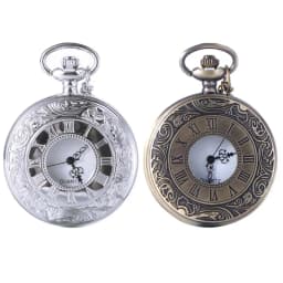 Roman Scale Display Vintage Pocket Watch Quartz Pendant Necklace Chain Bronze Chain Clock Antique Silver Retro Hanging Watch