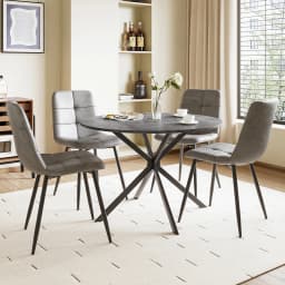 Dining Table and Chairs Set of 4, Folding Round Kitchen Table With Chairs for Dining Room,Kitchen