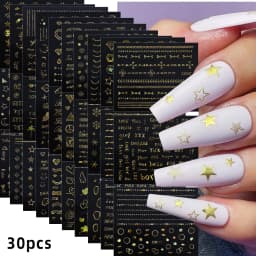30 Sheets Christmas Nail Art Stickers Self Adhesive 3D White Snowflake Nail Decals Xmas Nail Supplies Christmas Manicure Sliders