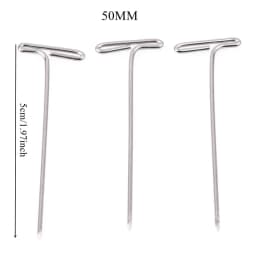 50/100Pcs 27/32/38/45/50MM T Pin Needles Wig Making T Pins for Blocking Knitting Assorted Sizes T-Pins Stainless Steel