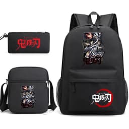 Demon Slayer Anime Print School Backpack Set 3Pcs with Shoulder Bag Pencil Case for Boys Girls