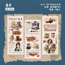 3pcs/1lot Kawaii Stationery Stickers Coffee Diary Diary Decorative Stickers Scrapbooking Craft Stickers