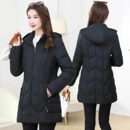 Autumn Winter Warm Thin Jacket Long-sleeved Jacket Parkas Hooded Middle age Women Cotton-padded Tops Mother Female Overcoat
