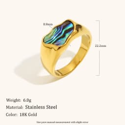 La. Muses Rainbow Abalone Shell Series Stainless Steel Women's Ring PVD Gold Plated Fashion Jewelry Accessories