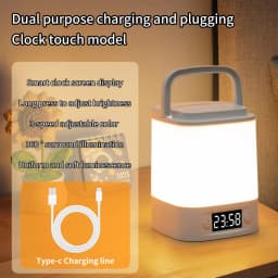 Bedside Led Night Lights Dimmable Charging Desktop Night Lamps with Clock Time Display Night Light Remote Control For Bedside